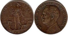 монета Италия 2 чентизими 1915