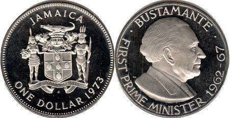 монета Ямайка 1 доллар 1973