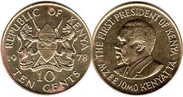 монета Кения 10 центов 1978