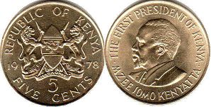 монета Кения 5 центов 1978
