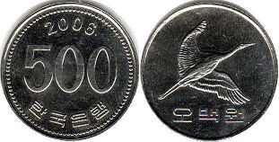 монета Южная Корея 500 вон 2006