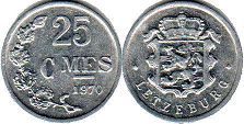 монета Люксембург 25 сантимов 1970