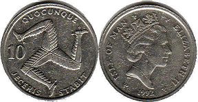 монета Остров Мэн 10 пенсов 1992
