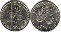 монета Остров Мэн 5 пенсов 1998