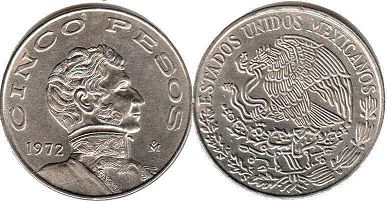 монета Мексика 5 песо 1972