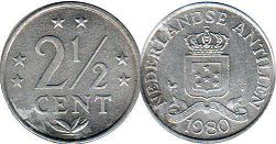 монета Нидерландские Антиллы 2 1/2 цента 1980