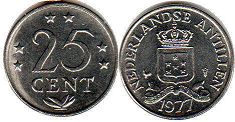 монета Нидерландские Антиллы 25 центов 1977
