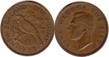 монета Новая Зеландия 1 пенни 1952