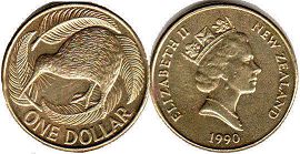 монета Новая Зеландия 1 доллар 1990