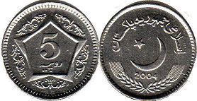 монета Пакистан 5 рупий 2004