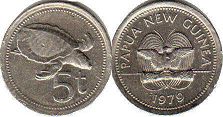 монета Папуа Новая Гвинея 5 тойя 1979