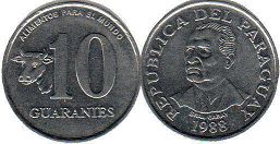 монета Парагвай 10 гуарани 1988