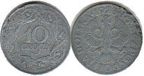 монета Польша 10 грошей 1941-1944