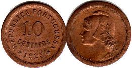 монета Португалия 10 сентаво 1925