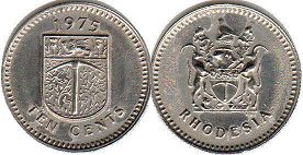 монета Родезия 10 центов 1975