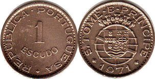 монета Сан-Томе и Принсипи 1 эскудо 1971