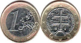 монета Словакия 1 евро 2009