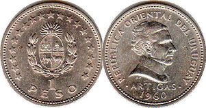 монета Уругвай 1 песо 1960