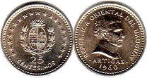 монета Уругвай 25 сентесимо 1960