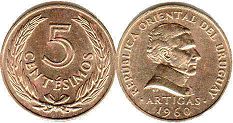 монета Уругвай 5 сентесимо 1960