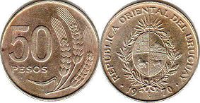 монета Уругвай 50 песо 1970