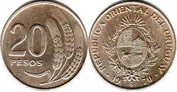монета Уругвай 20 песо 1970