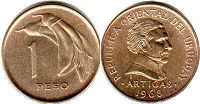 монета Уругвай 1 песо 1968