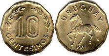 монета Уругвай 10 сентесимо 1981