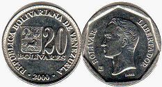 монета Венесуэла 20 боливаров 2000