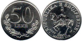 монета Албания 50 лек 2000