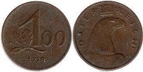 монета Австрия 100 крон 1924