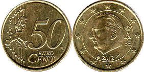 монета Бельгия 50 евро центов 2012