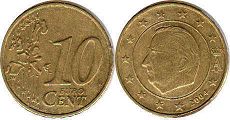монета Бельгия 10 евро центов 2004