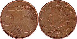 монета Бельгия 5 евро центов 2011