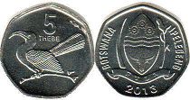 монета Ботсвана 5 тхебе 2013