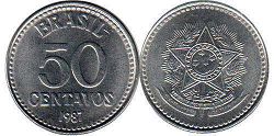 монета Бразилия 50 сентаво 1987