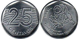 монета Бразилия 25 сентаво 1995