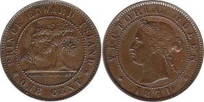 монета Принца Эдуарда Остров 1 цент 1871