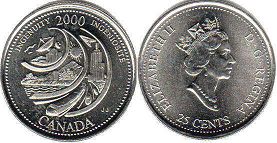 монета Канада 25 центов 2000