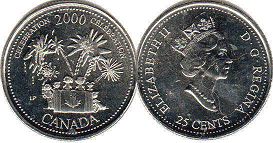 монета Канада 25 центов 2000