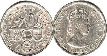 монета Британские Карибcкие Территории 50 центов 1955