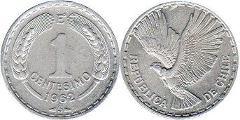 монета Чили 1 сентесимо 1962