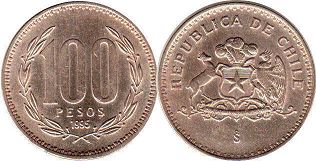 монета Чили 100 песо 1995