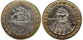 монета Чили 100 песо 2000