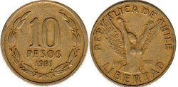 монета Чили 10 песо 1981