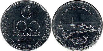 монета Коморские Острова 100 франков 2013