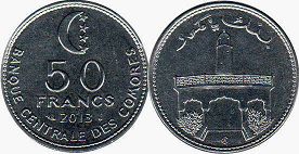 монета Коморские Острова 50 франков 2013