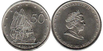 монета Островов Кука 50 центов 2010