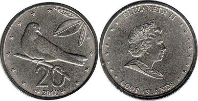 монета Островов Кука 20 центов 2010
