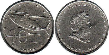 монета Островов Кука 10 центов 2010